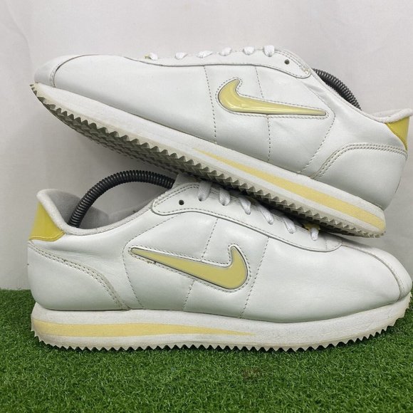 Vintage Nike Cortez White Yellow Womens Athletic Shoes Size 11 309994 172 2004 - Picture 2 of 7